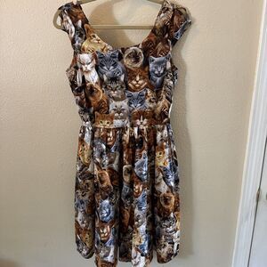 Modcloth Retrolicious Cats Print Retro Swing Dress Size Medium